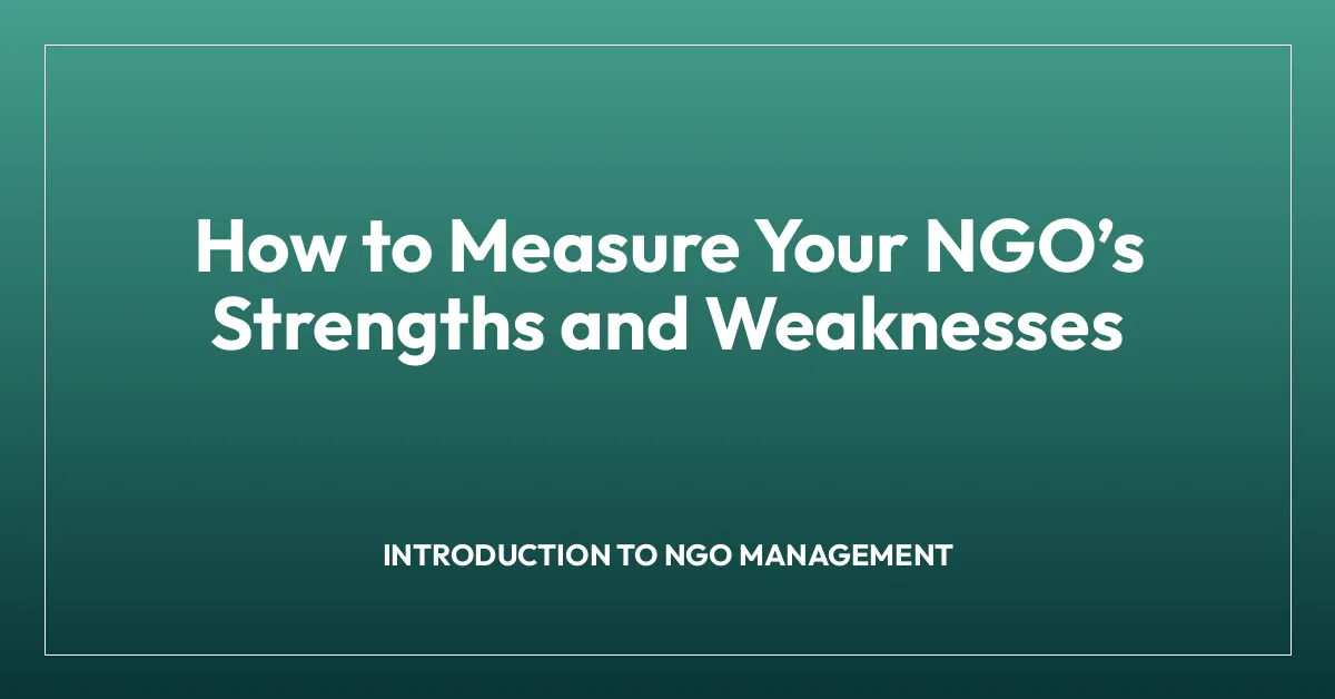 How to Measure Your NGOโs Strengths and Weaknesses